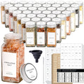 Laramaid 4oz 24Pack Spice Jars with 455 White Vinyl Spice Labels, Shaker Lids Dispenser with Airtight Silver Metal Caps, Cleaning Brush and