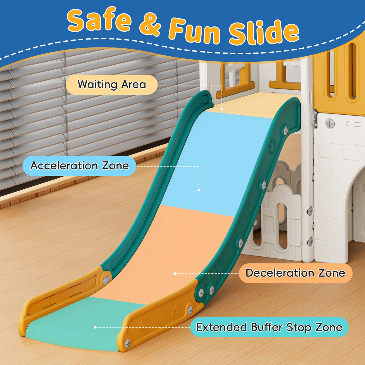 WFUN 9 in 1 Toddler Slide Playset for Kids Indoor/Outdoor for Toddlers Age 1+, Blue & Gray