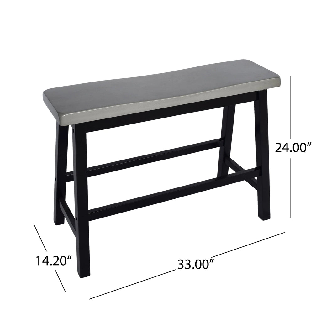 Noble House Dickson Farmhouse 4 Seater Rubber Wood Counter Dining Set, Gray and Black