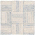Birch Lane Asgari Striped Handmade Tufted Wool Area Rug in Blue / Ivory Rug Size: Square 6'