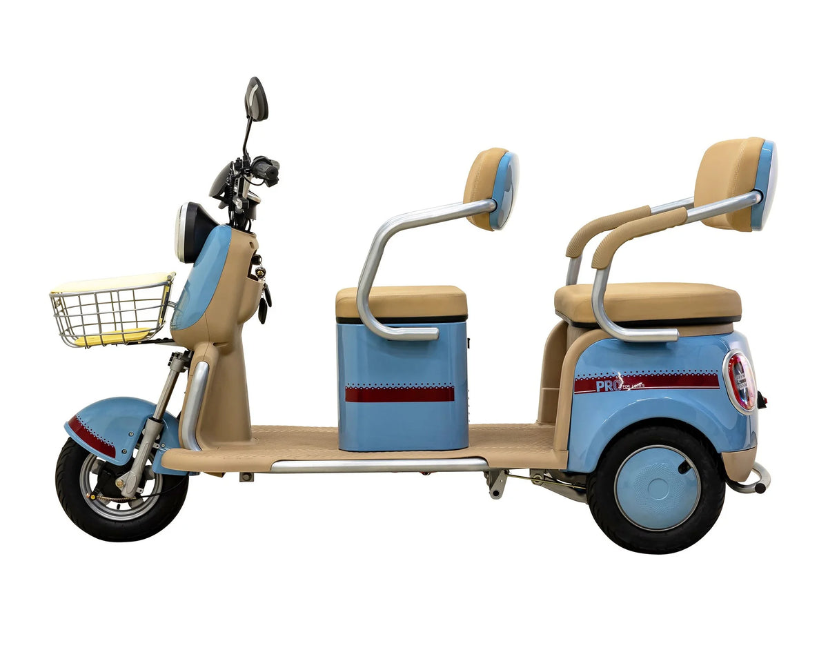 Massimo MGC E - Trike 3 - Wheel Electric Cart - 17 MPH, 2 - Seater Adult Scooter - Blue