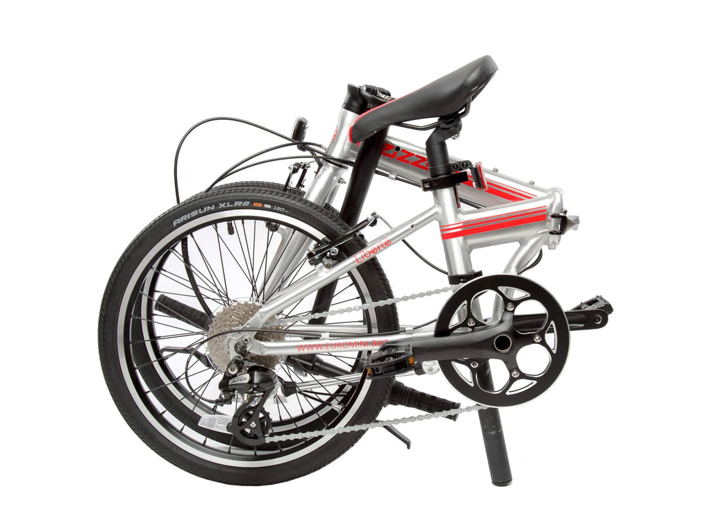 Zizzo Liberte 8 - Speed 20" Wheel, Aluminum Folding Road Bicycle for All Genders, Silver and Red