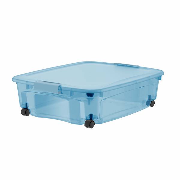 36.5qt Underbed Locking Lid with 360 Degree Swivel Wheels - Blue