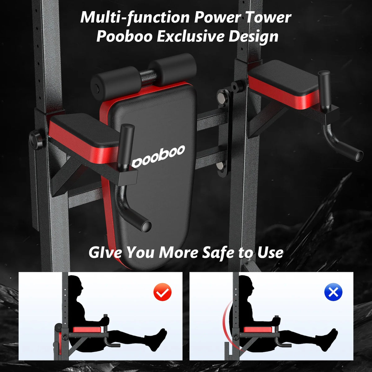 LNOW Multifunction Power Tower Pull up Bar Dip Station Power Rack with Adjustable Backrest for Home Gym Strength Training Workout Equipment Max Weight 480 lb