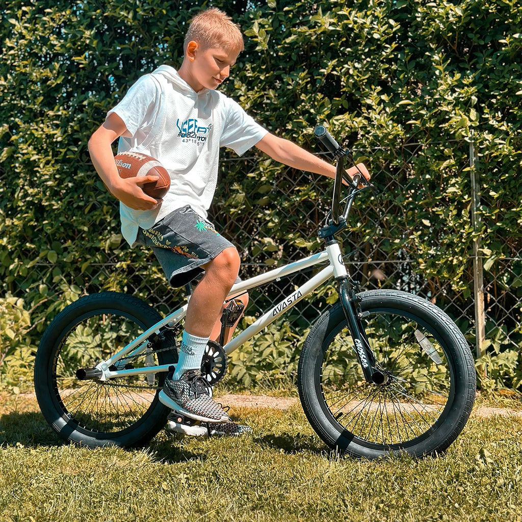 Cubsala 20 in Kids BMX Bike Freestylefor Age 6 - 14 Years Old Boys Girls with 4 Pegs, Black with Red Tires