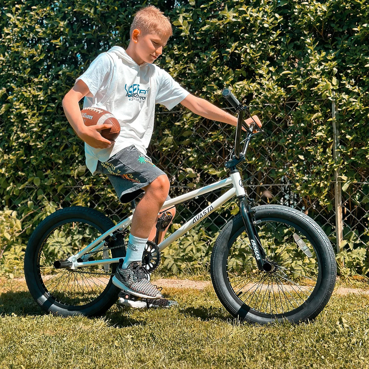 Cubsala 20 in Kids BMX Bike Freestylefor Age 6 - 14 Years Old Boys Girls with 4 Pegs, Black with Red Tires