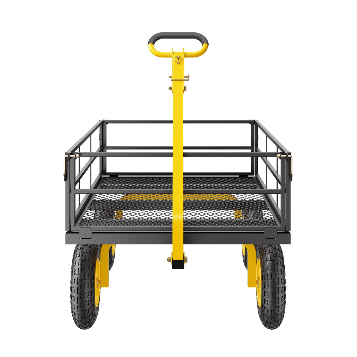 KFFKFF Mesh Steel Garden Cart 1200 lb, 43.3 x 29.5 " Heavy Duty Utility Wagon Cart, Pullable Metal Garden Trolley with 13' All-Terrain Tires, Removable Mesh Sides, 180swiveling Handle (Green)