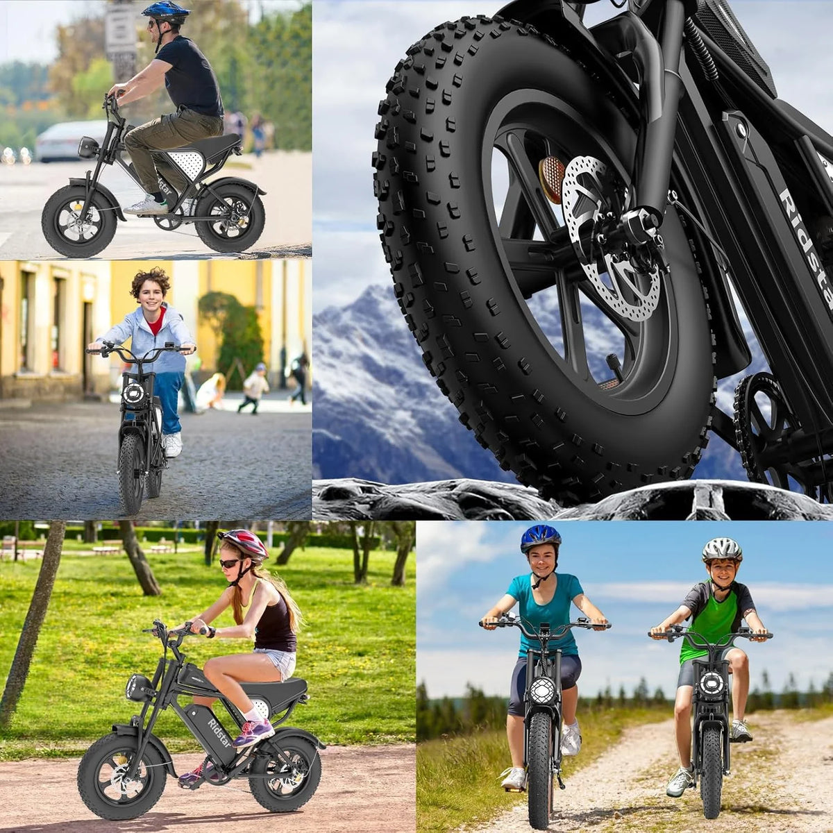 Ridstar Electric Biycle for Adults, 1200W 32MPH, 48V 20AH Electric Dirt Bike, 20" Fat Tire 7 Speed Mountain Bike UL2849