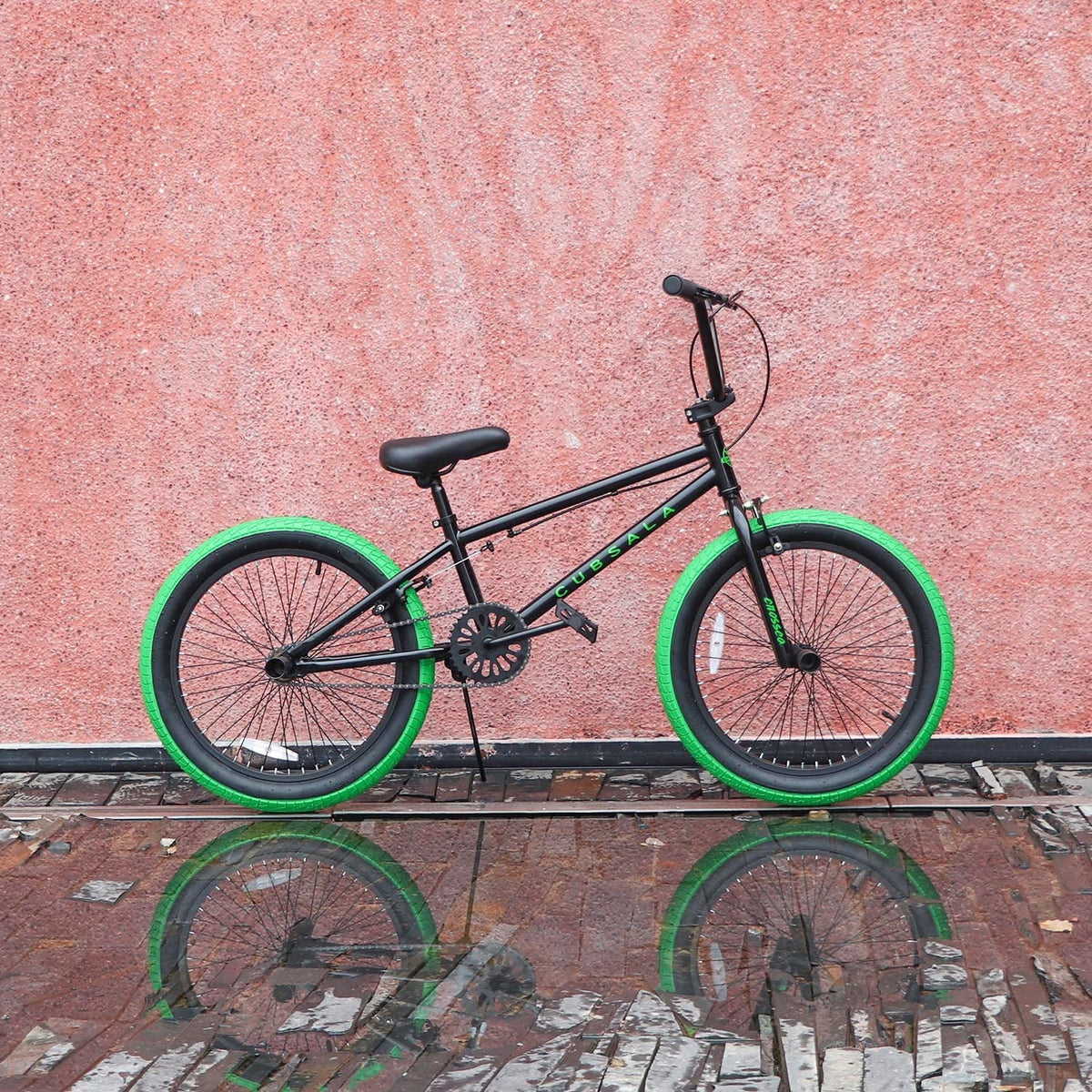 Cubsala 20 in Kids BMX Bike Freestylefor Age 6 - 14 Years Old Boys Girls with 4 Pegs, Black with Red Tires