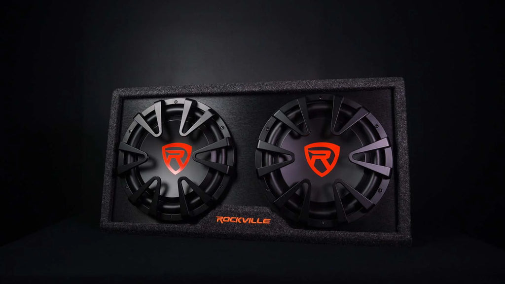 Rockville RG212CA 2000w Dual 12 in Vented Powered Car Subwoofer Enclosure+Amp Kit