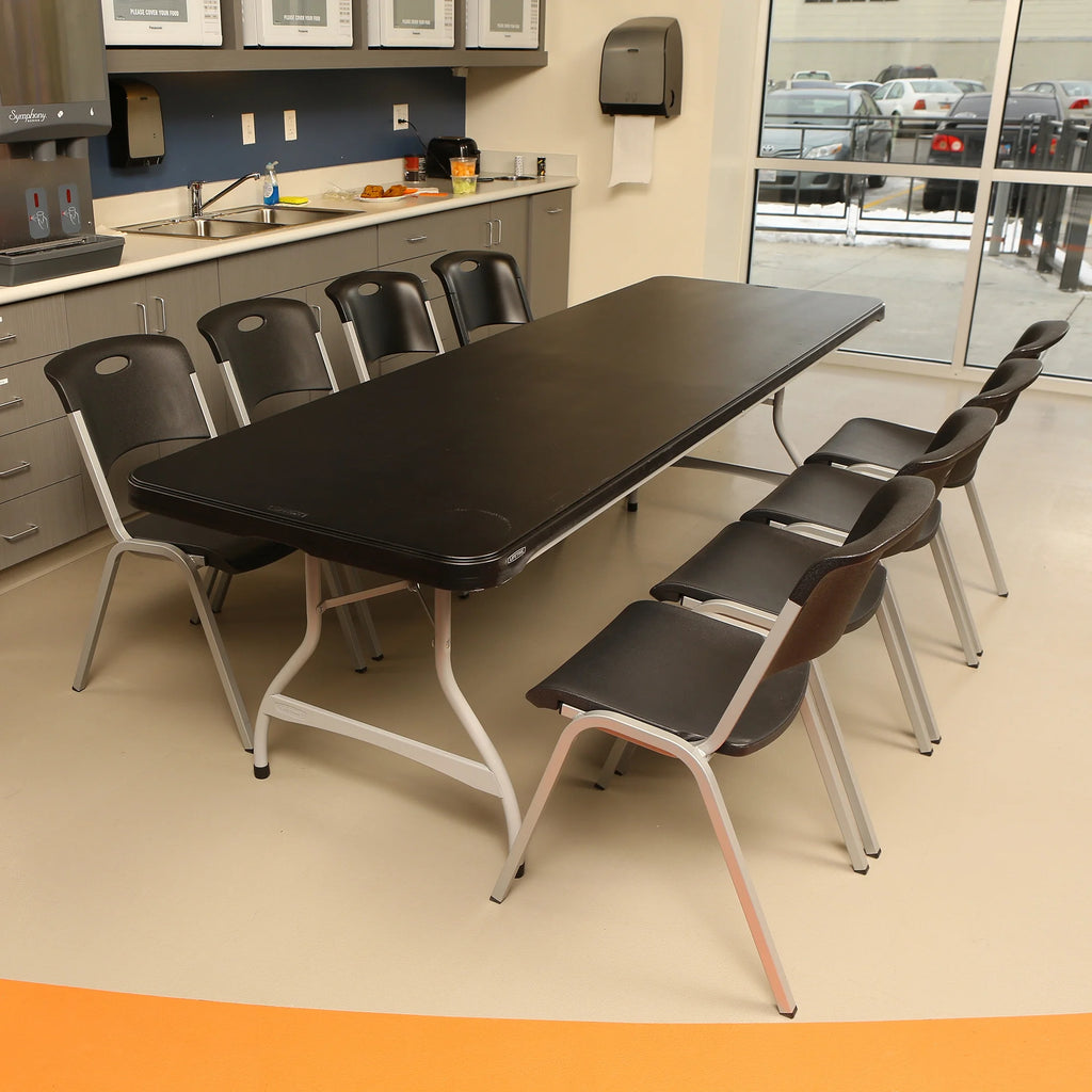 Lifetime 8 Foot Nesting Rectangle Table, Indoor/Outdoor Commercial Grade, Black (280462)