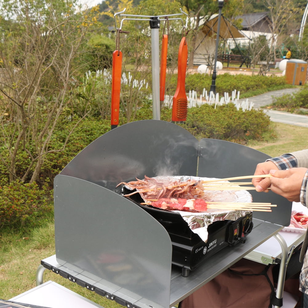 Folding Cooking Table Outdoor Portable Cook Station Aluminum Camping Kitchen with Storage Organizer.Silver