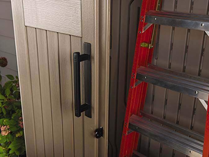 Rubbermaid Outdoor Storage Shed. 52 Cu.Ft.. Weather-Resistant. Lockable Doors