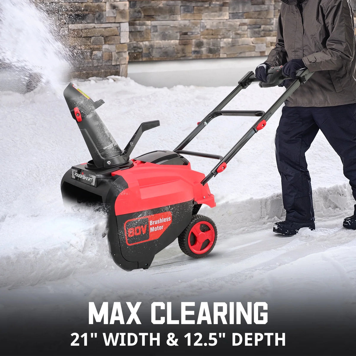 Powersmart 80V 21" Cordless Snow Blower, with 2 Batteries and Charger