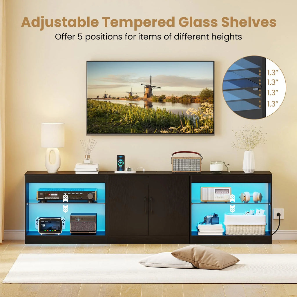 Tangkula TV Stand for TVs up to 85 Inches LED Entertainment Center with Power Outlets