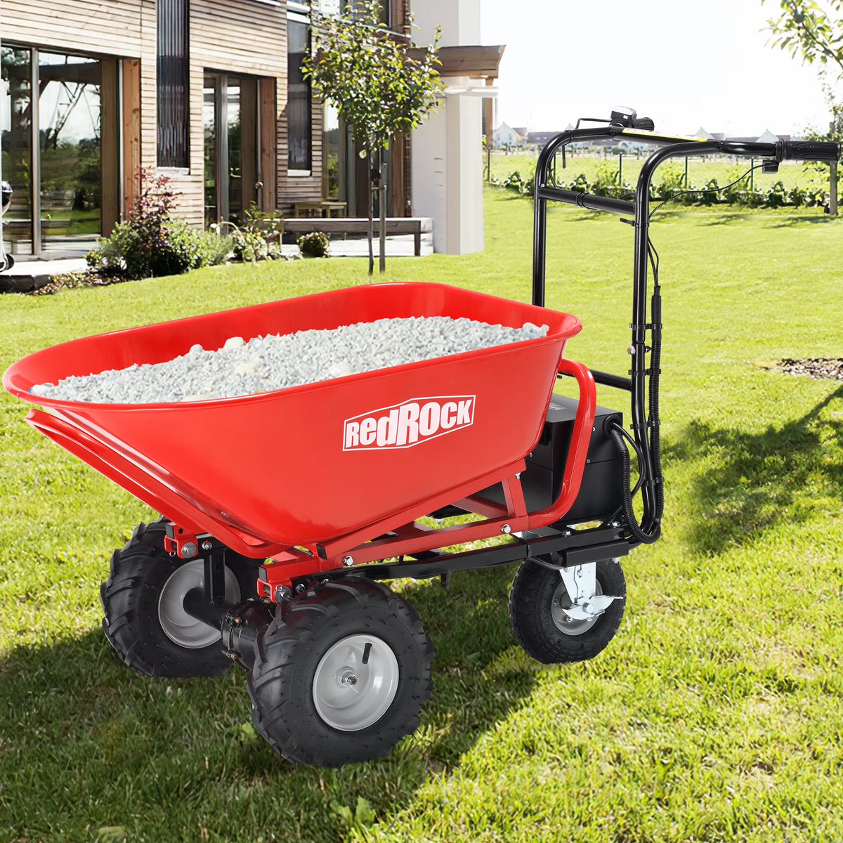 Redrock Wheelbarrow Utility Cart Electric Powered Cart 48v28ah 500W Capacity 500 lb (230kg) Material Debris Hauler 1000 lb Towing