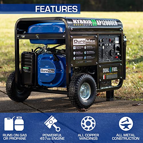 XP12000EH Dual Fuel Generator C 12,000W Gas/Propane, 457cc 4-Stroke Engine, EPA/CARB Compliant