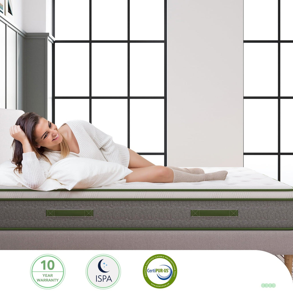 10'' Pocket Spring Hybrid Mattress in a Box for Cool Sleep. Queen Size Mattress