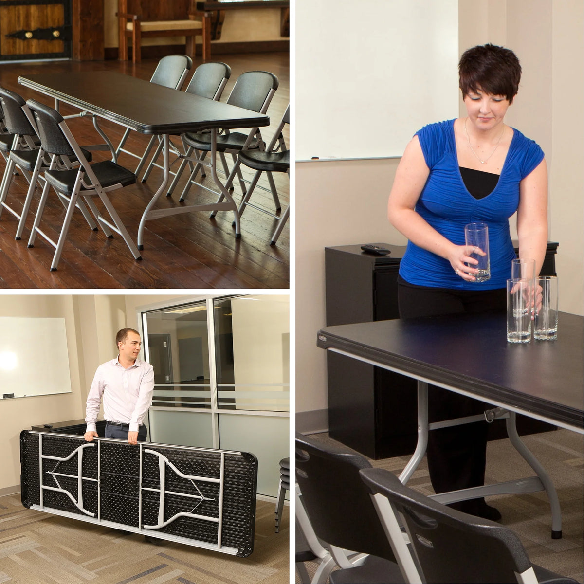 Lifetime 8 Foot Nesting Rectangle Table, Indoor/Outdoor Commercial Grade, Black (280462)