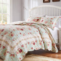 Greenland Home Fashions Antique Rose All-Cotton Reversible Quilt Set Blue (2-Piece Set) Twin - Twin XL 2 Piece