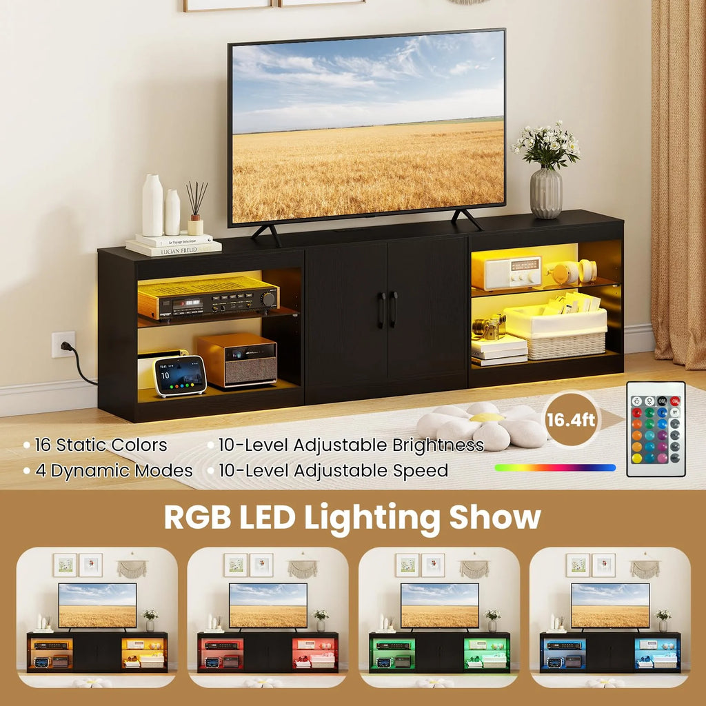 Tangkula TV Stand for TVs up to 85 Inches LED Entertainment Center with Power Outlets