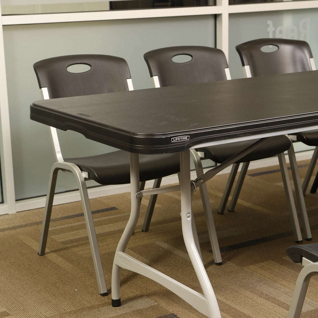 Lifetime 8 Foot Nesting Rectangle Table, Indoor/Outdoor Commercial Grade, Black (280462)