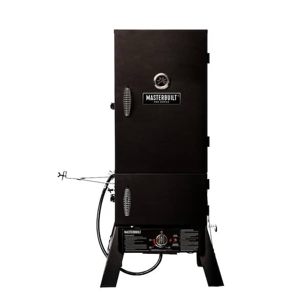 30 In. Dual Fuel Propane Gas and Charcoal Smoker in Black
