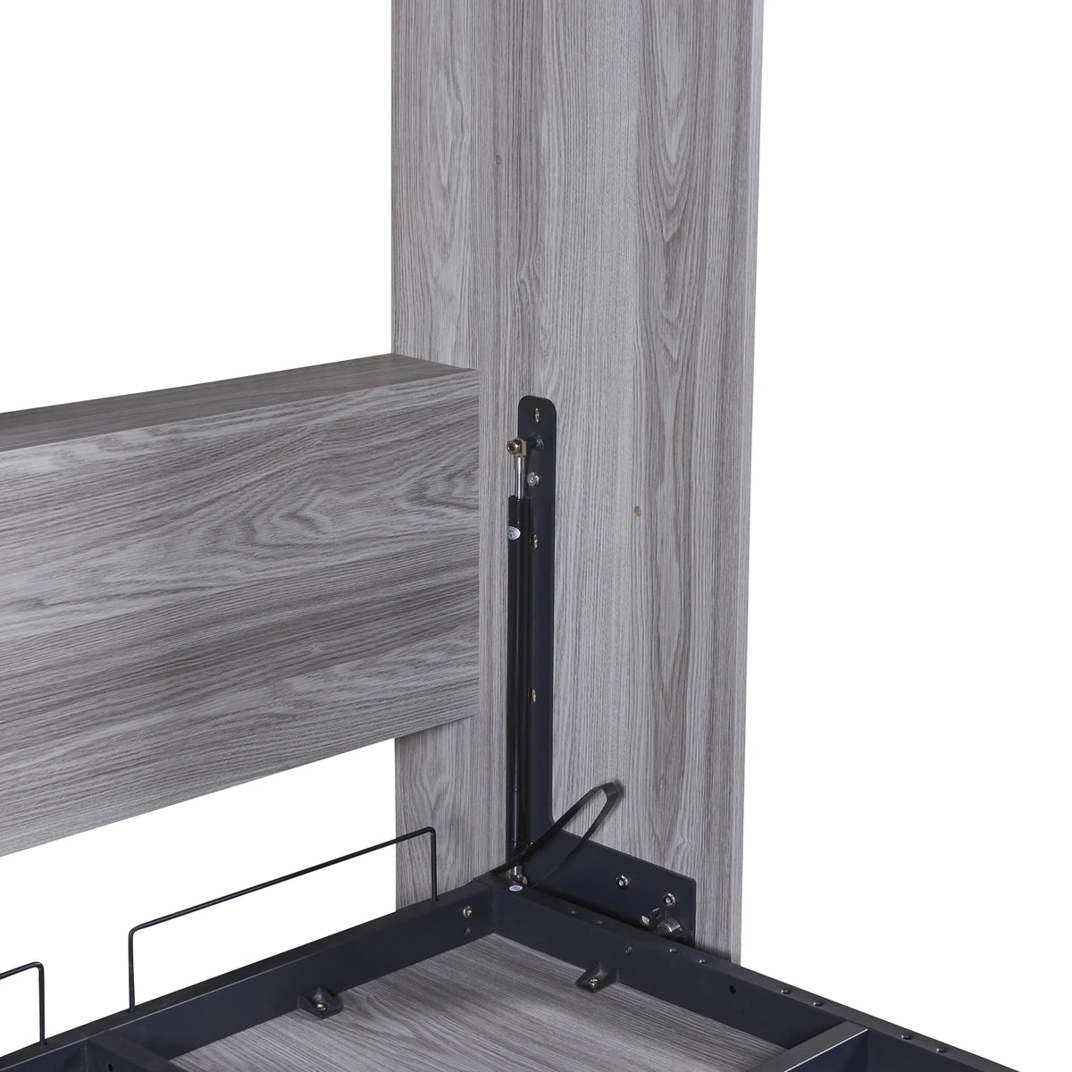 Euroco Pine Wood Twin Size Murphy Bed, Convertible Wall Bed Into A Cabinet, Gray