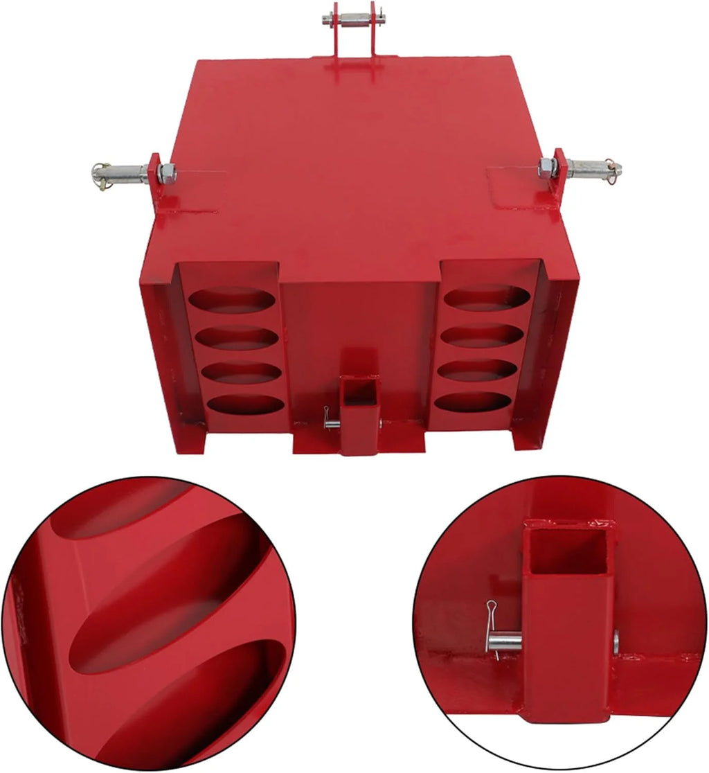 Labwork 3 Point Hitch Ballast Box 800 lb Tractor Ballast Box with 2 Receiver Replacement for 3 Point Category 1 Tractors