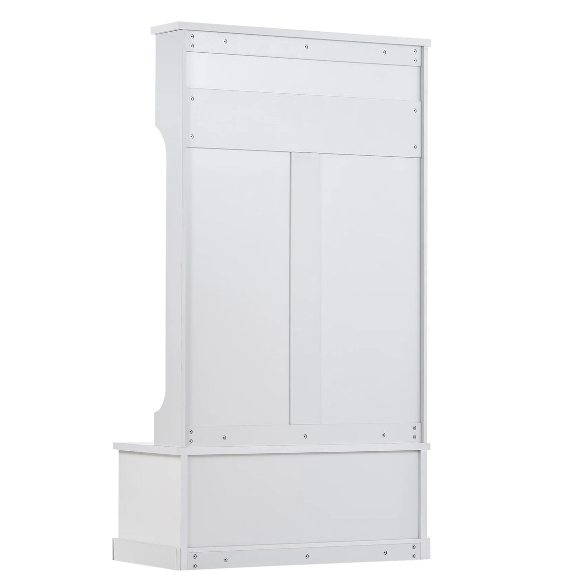 Hall Tree with Upholstered Bench and Coat Rack, Entryway Bench with 3 Hooks, 3 Open Shelves, 2 Drawers & Storage Cabinets, Mudroom Bench with Storage and Hooks for Foyer, Entry Way, Hallway (Beige)