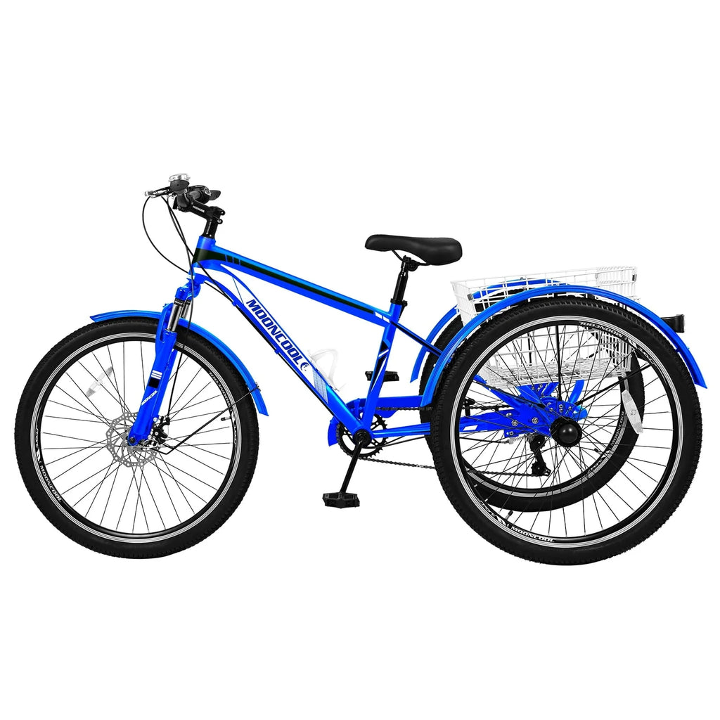 MOPHOTO 7 Speed 27.5" Adult Mountain Tricycle, Exercise Men'S Women'S Bicycle, 3 Wheel Cruiser Bike