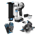 HART 20 - Volt Nailing Kit W/HART 20V 18G Brad Nailer Kit, HART 20V 6 - 1/2" Circular Saw, & HART Impact Work Gloves