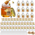 Aliggbent Honey Jars,48 Pack Mini Honey Jars Party Favors in Bulk, 15 oz Hexagon Small Glass Honey Jars with Dipper, Gold Lids, Cute Bee Pendants, Gif