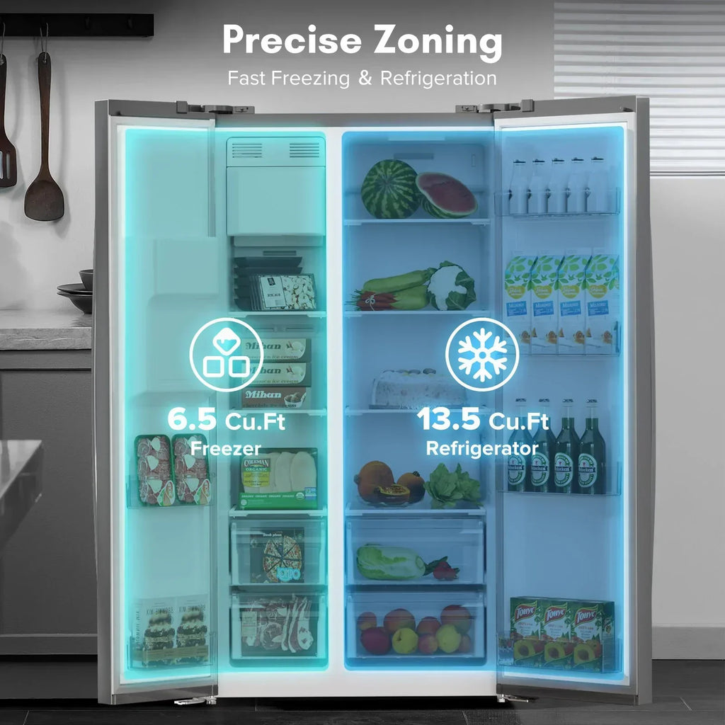 36 Side By Side 20.01 Cu. ft. Built-in Refrigerator with Freezer & Ice Maker Included