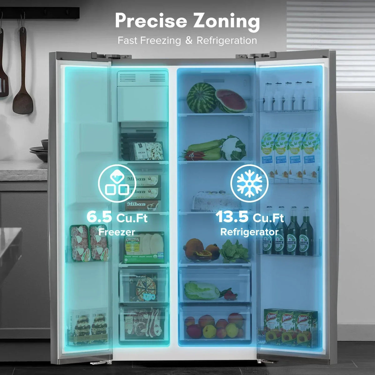 36 Side By Side 20.01 Cu. ft. Built-in Refrigerator with Freezer & Ice Maker Included