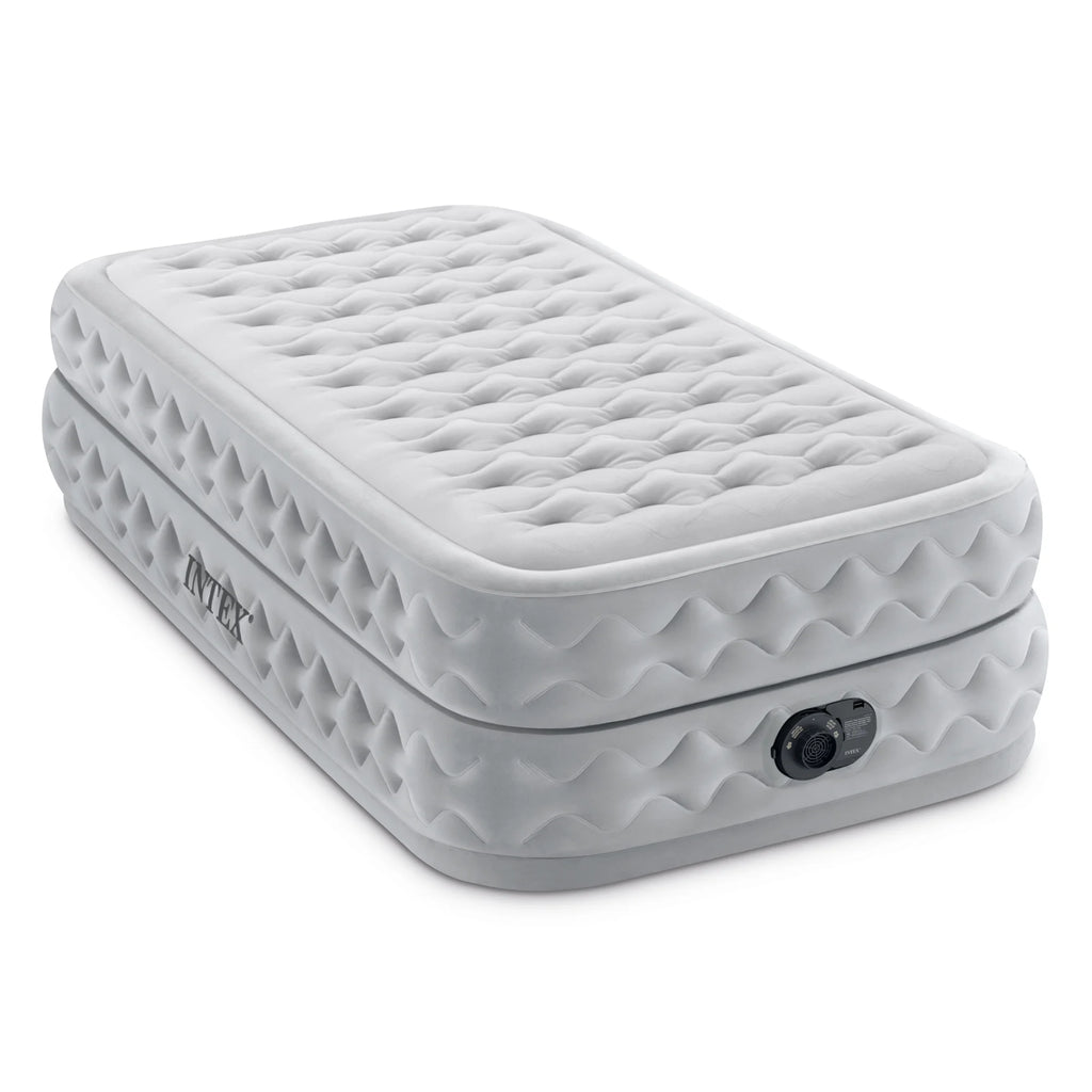 Open Box Intex Supreme Air Flow Fiber Tech Air Mattress W/ Built in Pump, Twin