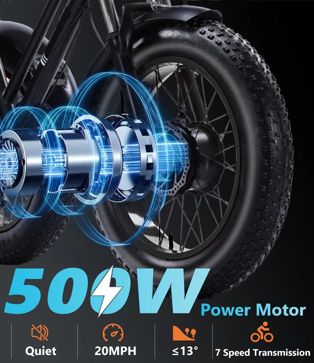 YEBEI Electric Tricycle for Adults Folding E - Trike Motorized Tricycle Electric 3 Wheels Trike Powerful 500W Motor Electric Tricycle 48V15AH Lithium Battery Max 20MPH 20*4.0" Fat Tire Orange
