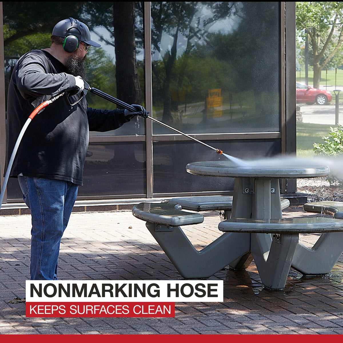 Northstar Pressure Washer Hose Reel with 50ft. Steel - Braided Hose, 3/8in. x 100ft. Capacity, 5000 PSI