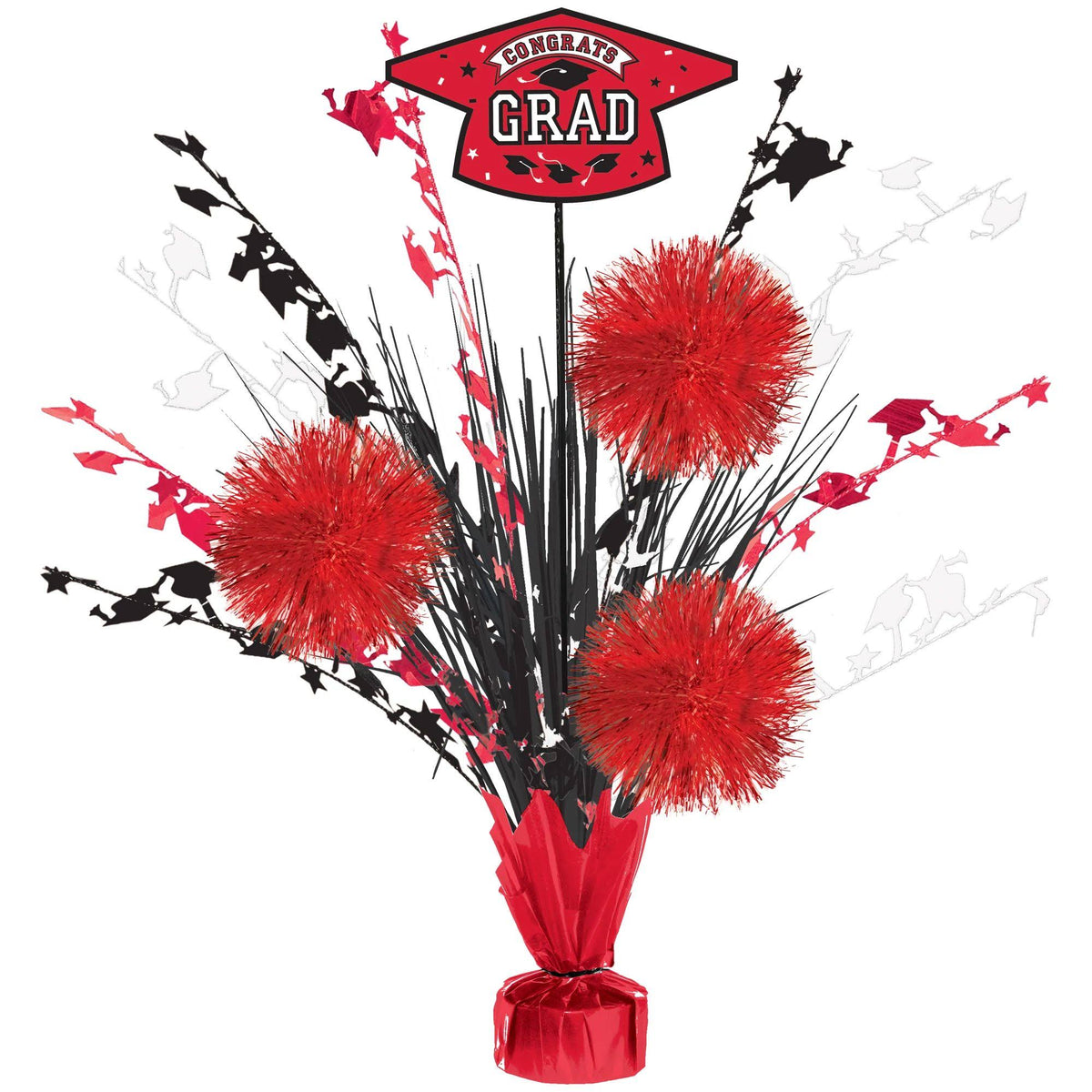 Amscan Grad Tinsel Burst Centerpiece - Red