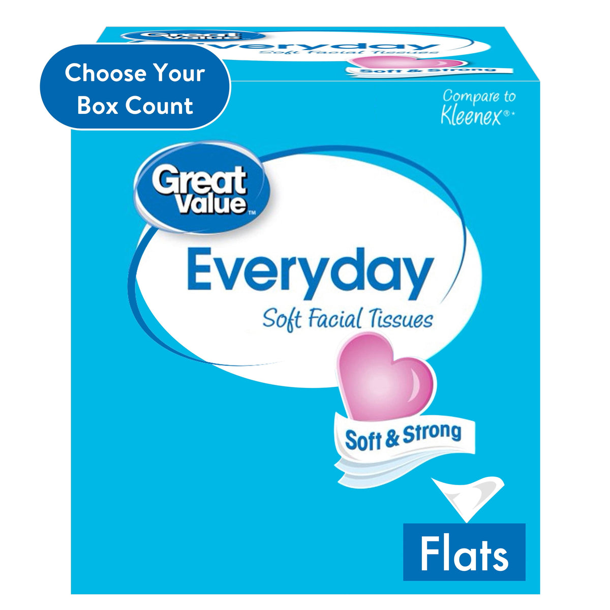 Great Value Everyday Soft 2-Ply Facial Tissues, 160 Tissues