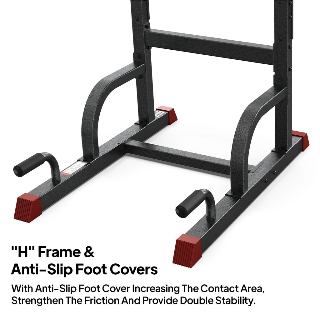 LNOW Multifunction Power Tower Pull up Bar Dip Station Power Rack with Adjustable Backrest for Home Gym Strength Training Workout Equipment Max Weight 480 lb