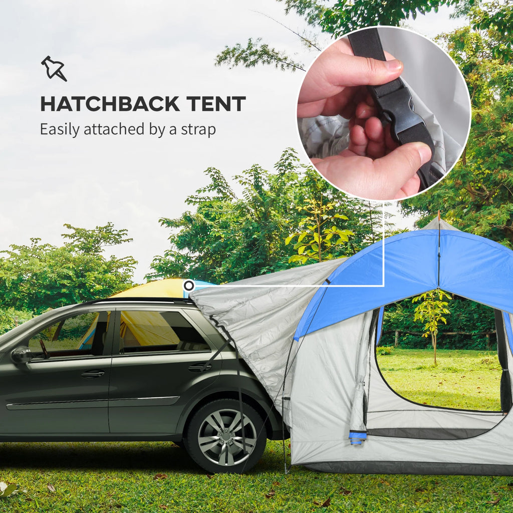 SUV Camping Tent, 2000mm Waterproof Truck with 3 Doors and Mesh Window, Car Camping Tailgate Tent for 5 - 6 Person Camping, Outdoor Travel, Mountaineering, Fishing, Wild Survival, Blue