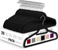 Utopia Home Premium Velvet Hangers 20 Pack - Non-Slip Clothes Hangers with Tie Bar - Black Hangers - Standard Hangers with 360 D