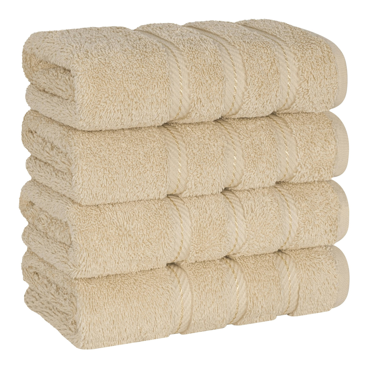 American Soft Linen 4 Piece 100% Turkish Cotton Hand Towel Set - Sand Taupe
