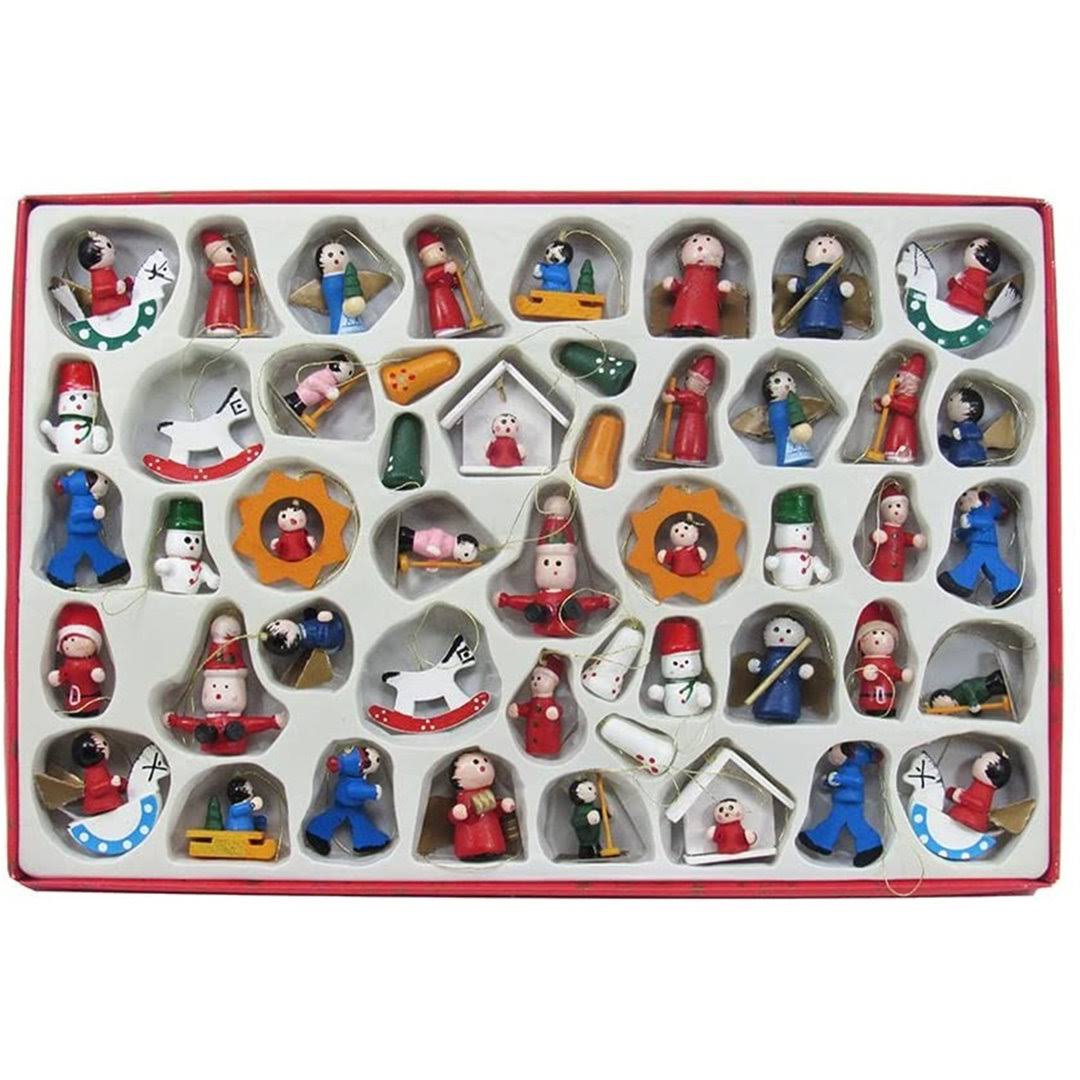 Kurt Adler Petite Treasures Wooden Ornament, Set of 48