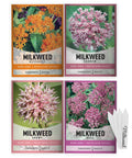 Milkweed Seeds for Monarch Butterflies (4 Variety Pack) Common, Showy, Butterfly and Rose Varieties Attracts Butterflies, Bees and Pollinators