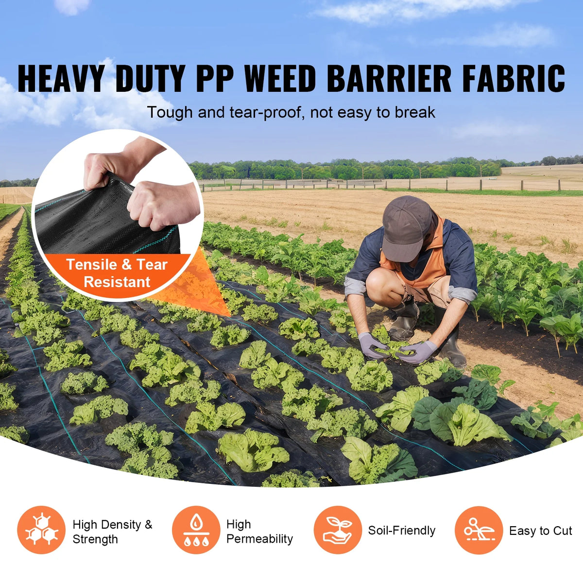 KFFKFF 13ftx108ft Superior Strength Weed Barrier Landscape Material, 5 oz Geotextile Fabric for Under Gravel, Excellent Permeability for Weed Restriction Mat, Driveway Material