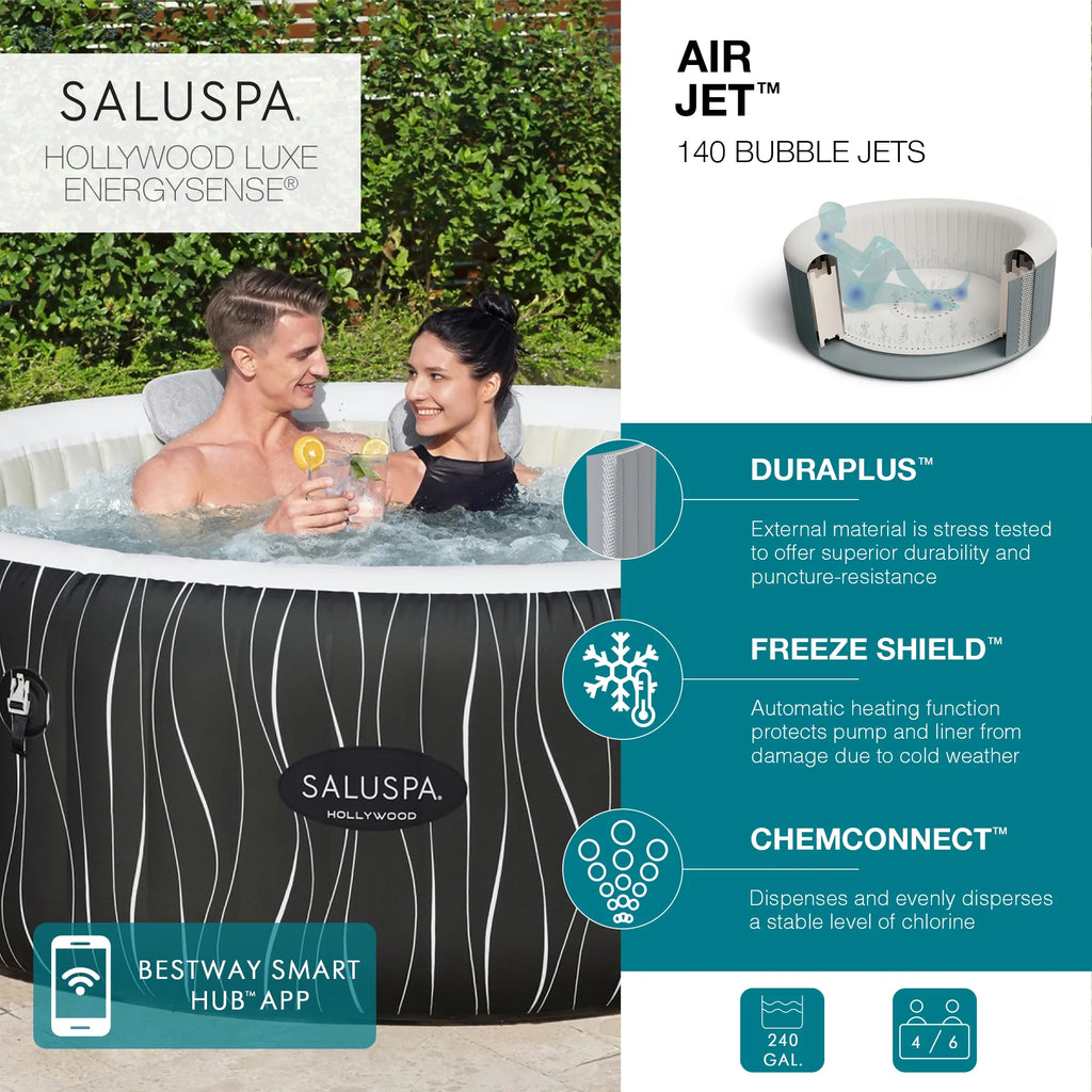Bestway Saluspa Hollywood Luxe Airjet Inflatable Hot Tub W/ Pump #p08411