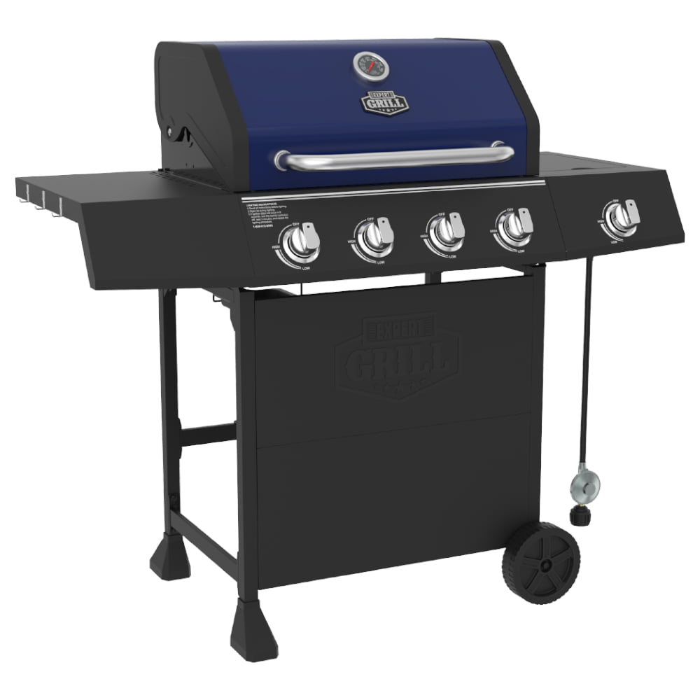 Grill 4 Burner with Side Burner Propane Gas Grill in Blue