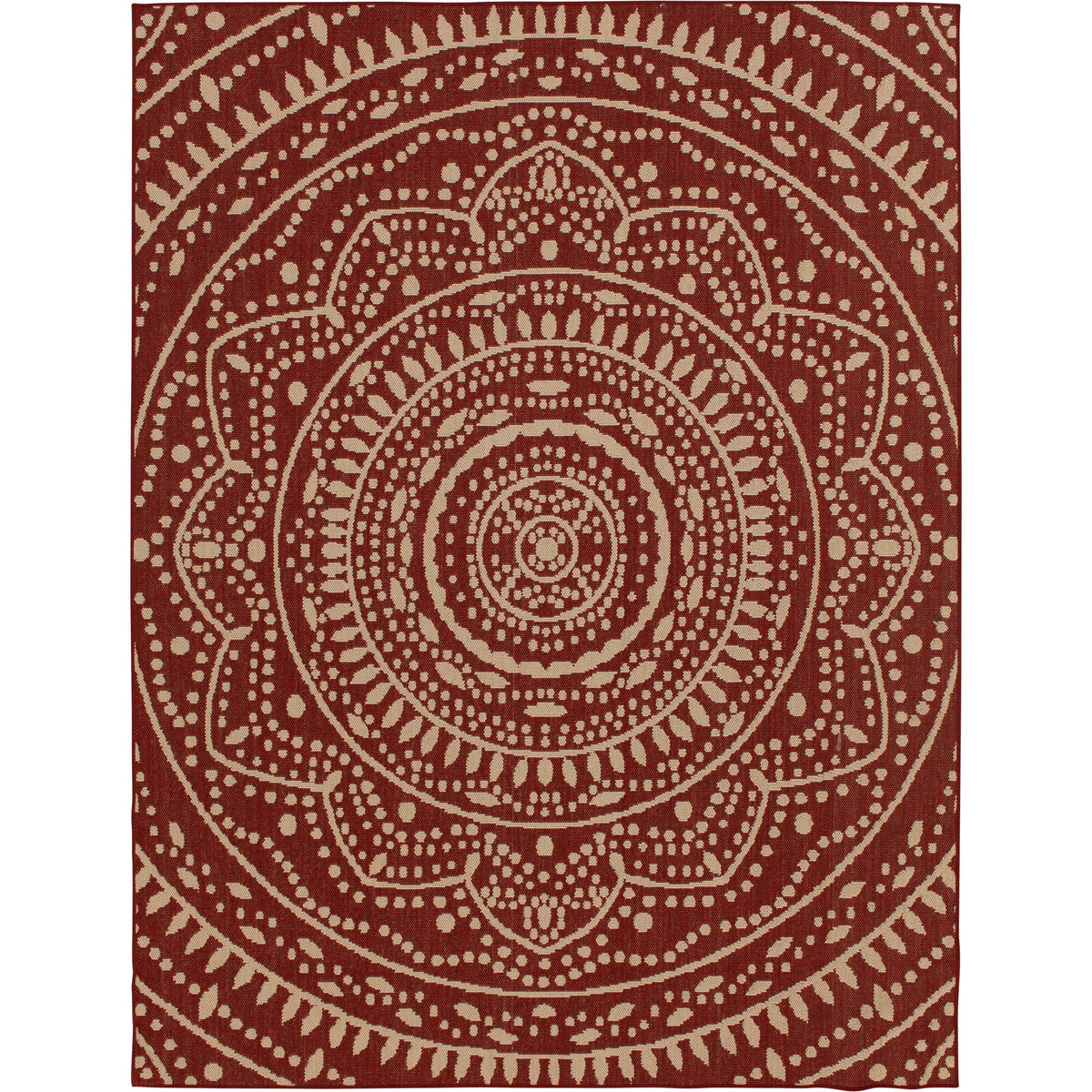 Mainstays 6'6"x9'6" Red Global Medallion Outdoor Area Rug